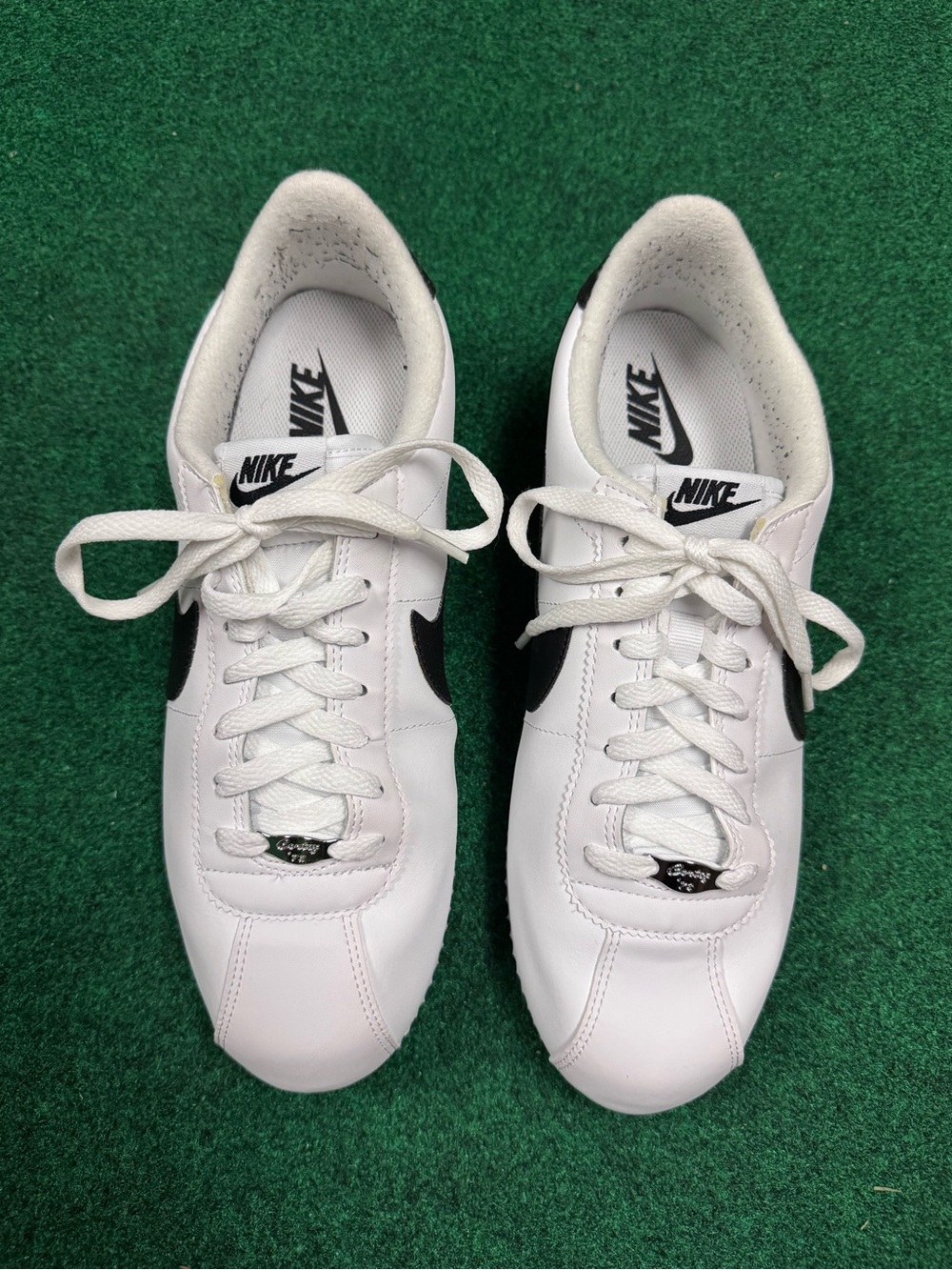 Nike Mens Cortez White Sneakers with Black Swoosh